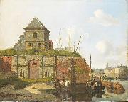 Carel Jacobus Behr Town wall with gunpowder arsenal Sweden oil painting artist